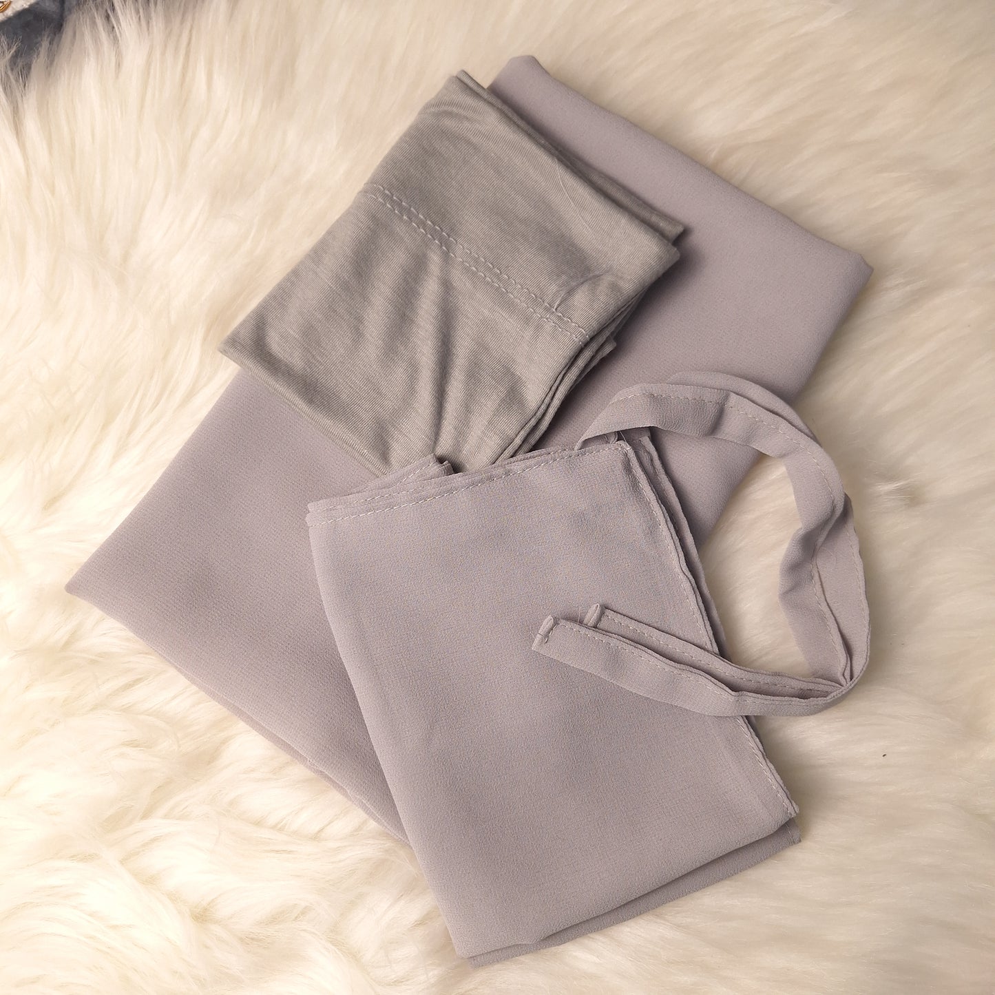 Hijab & Niqab Set - Grey
