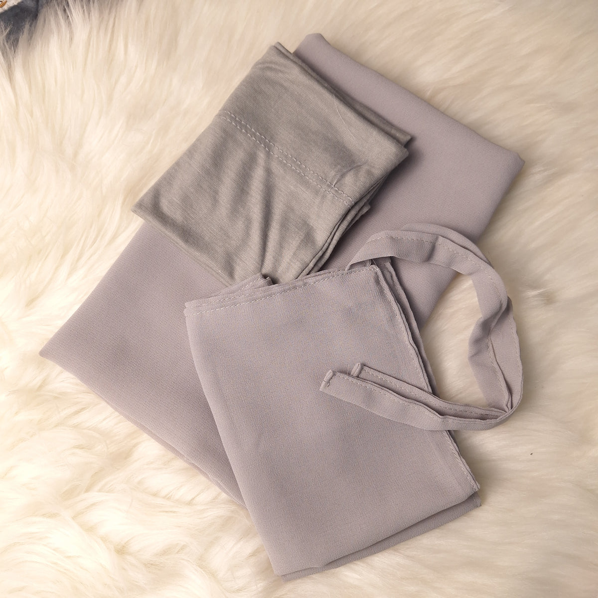 Hijab & Niqab Set - Grey