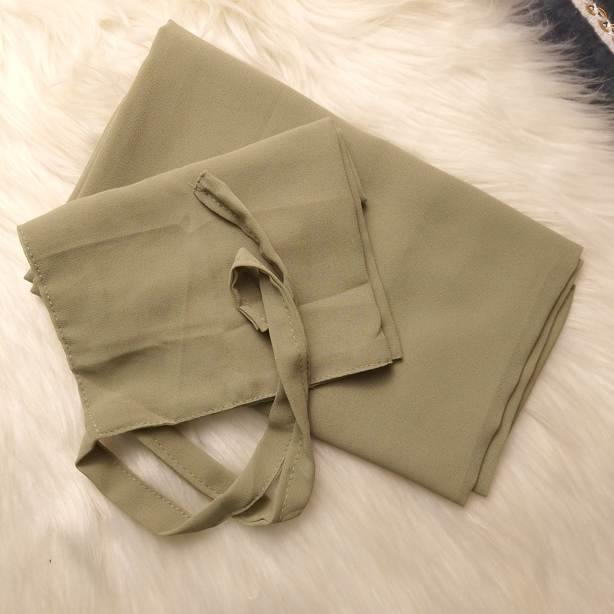 Hijab & Niqab Set - Muted Olive Beige