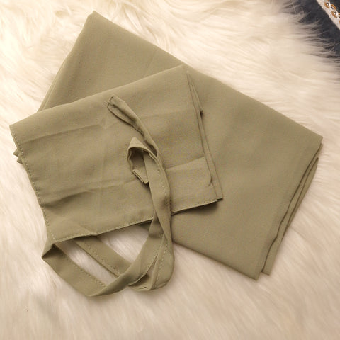 Hijab & Niqab Set - Muted Olive Beige