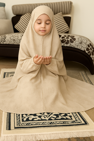 Kids Namaz Chaddar - Beige Script