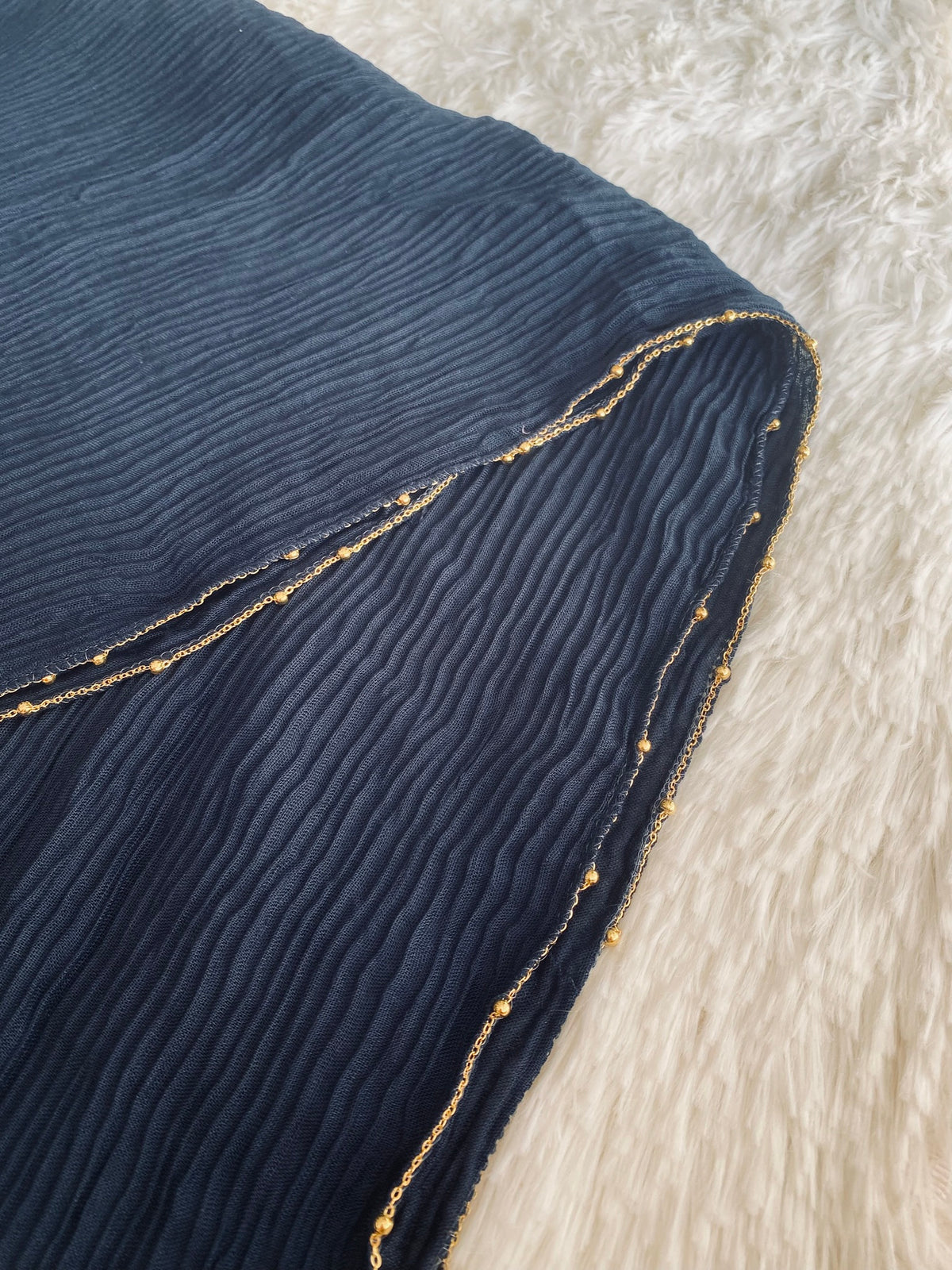 Luxe Crumbled Lawn - Navy Blue