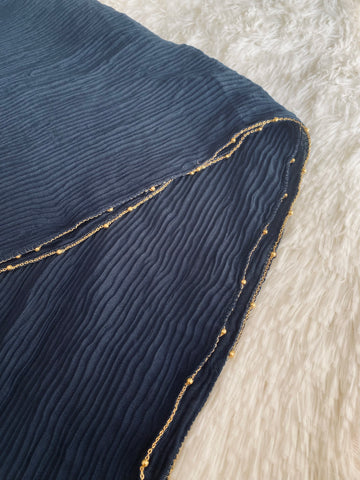 Luxe Crumbled Lawn - Navy Blue