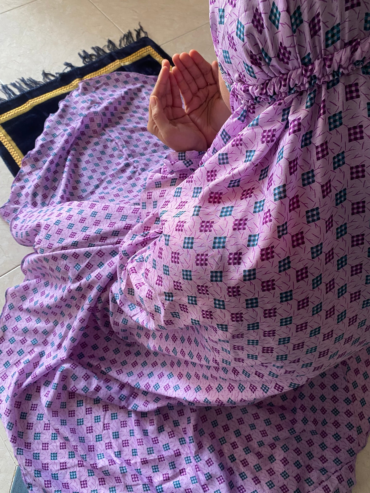 Namaz Chaddar - Block Lavender