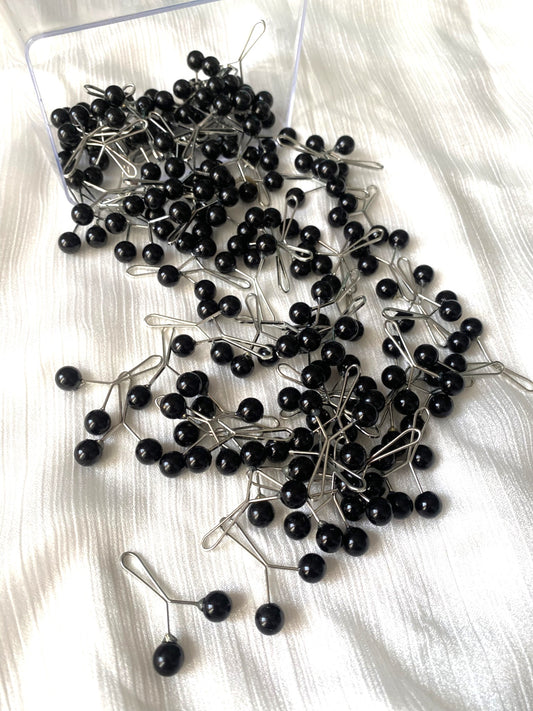 Pearl Clip Pins - Black