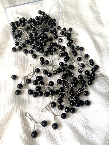 Pearl Clip Pins - Black